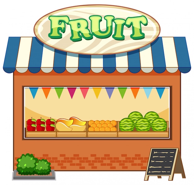 Free Vector fruit shop with fruit logo cartoon style isolated