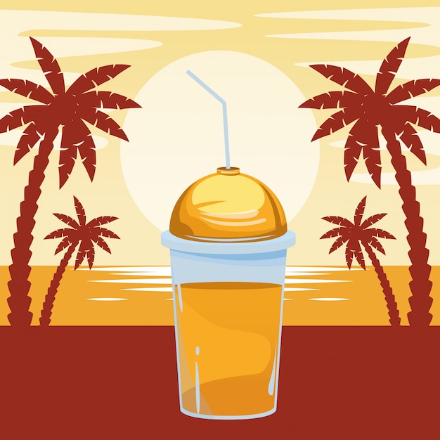 Fruit tropical smoothie drink cartoon