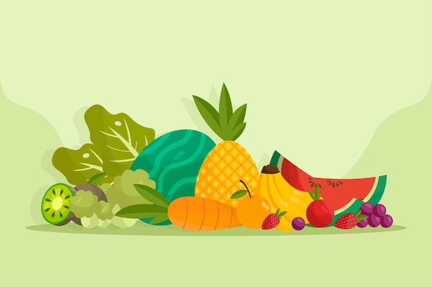 Free Vector fruit and vegetables background concept