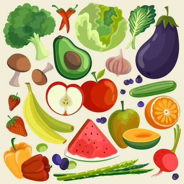 Fruit and vegetables background style