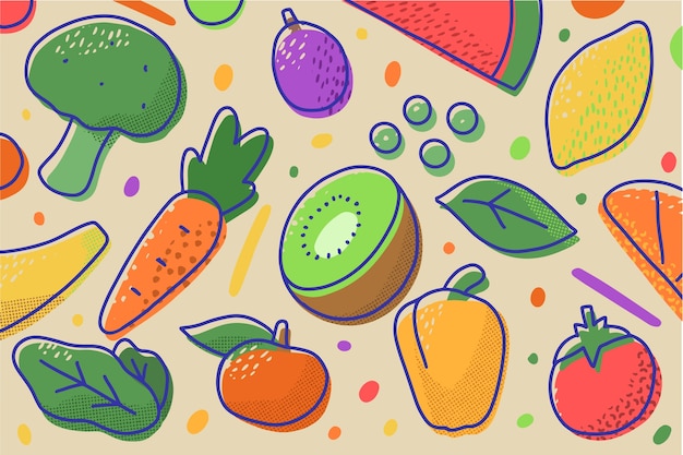 Fruit and vegetables background