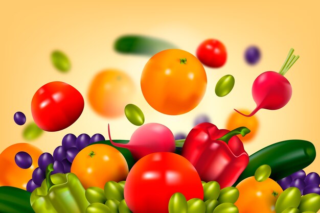 Fruit and vegetables background