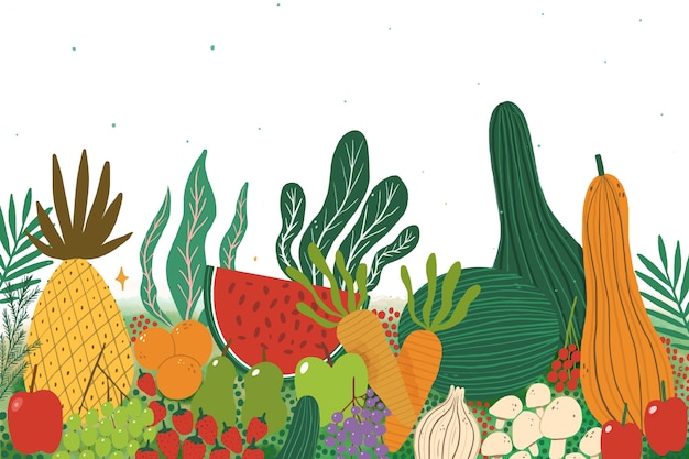 Free Vector fruit and vegetables background