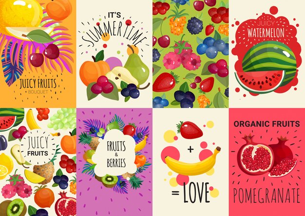 Fruits Berries 8 Banners Set