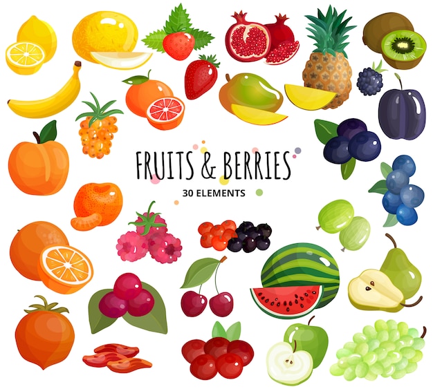 Fruits  Berries Composition Background Poster 