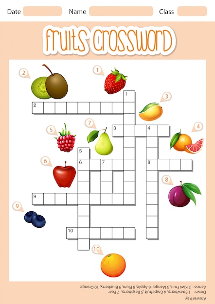 Fruits cross word 