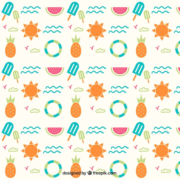 Free Vector fruits and ice-creams pattern