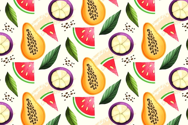 Free vector fruits pattern collection concept