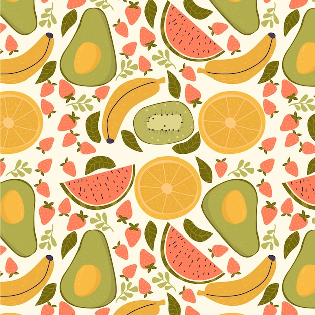 Fruits pattern with avocado