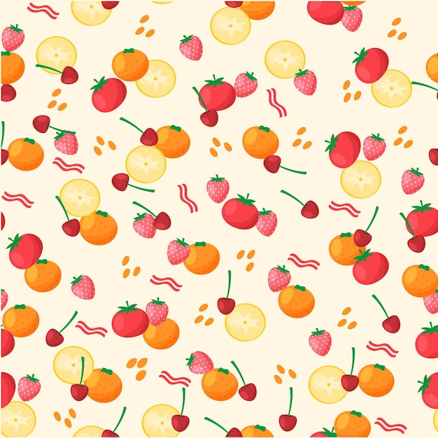 Fruits pattern with cherries and oranges