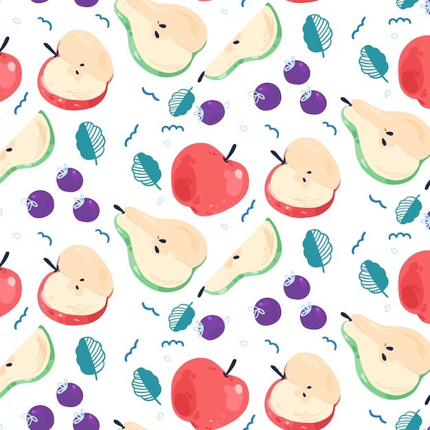 Fruits pattern with pears and apples