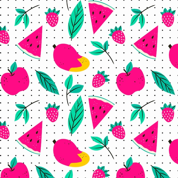 Free vector fruits pattern with watermelon