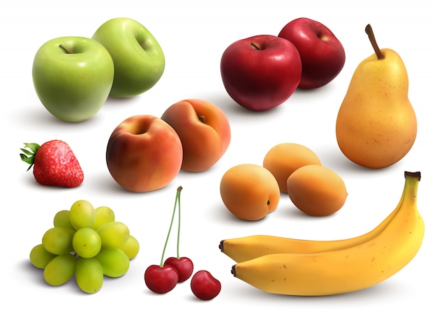 Free vector fruits realistic set