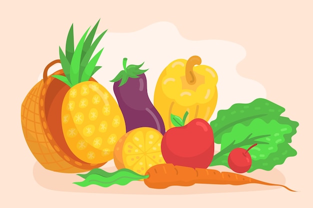 Free Vector fruits and vegetables background