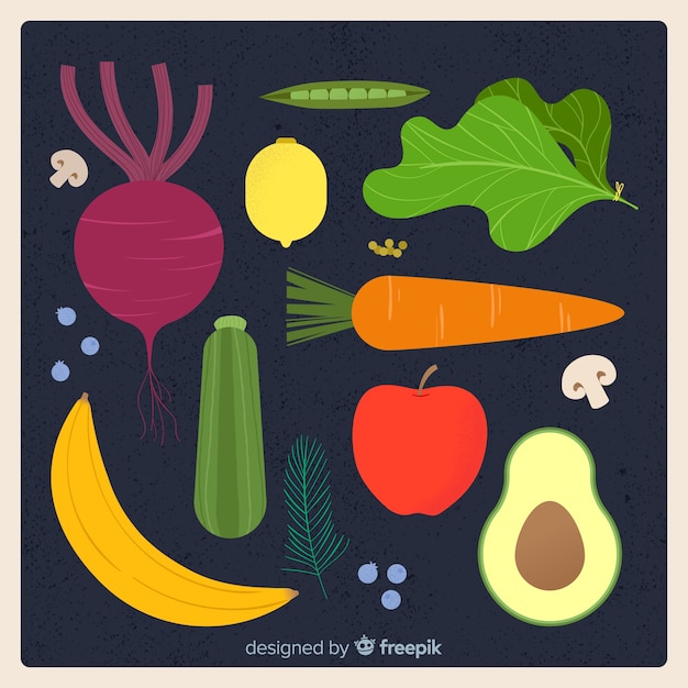 Free Vector fruits and vegetables collection