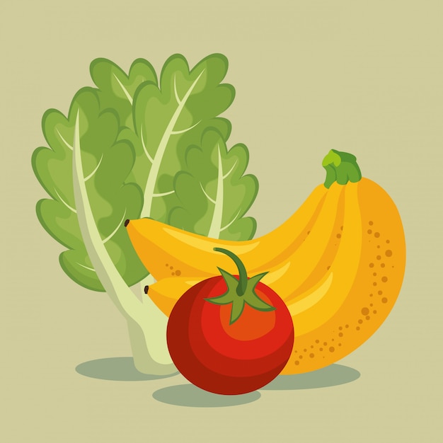 Free Vector fruits and vegetables healthy food