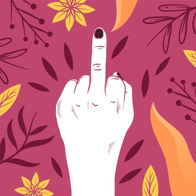 Free Vector fuck you symbol with flowers and leaves