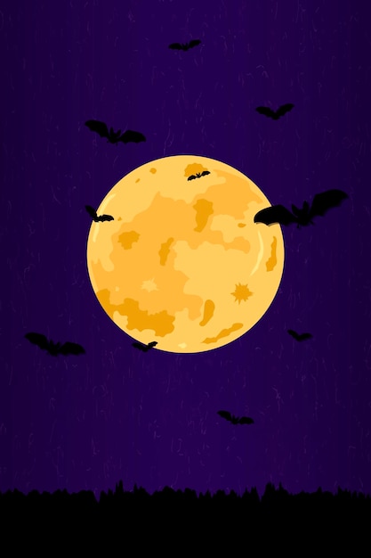 Free Vector full moon pattern on purple halloween background vector