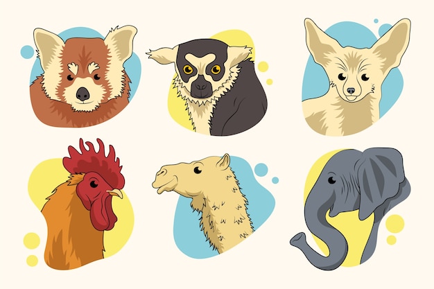 Free vector full shot animal avatar collection