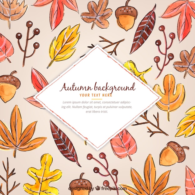 Free vector fun autumnal composition with watercolor style