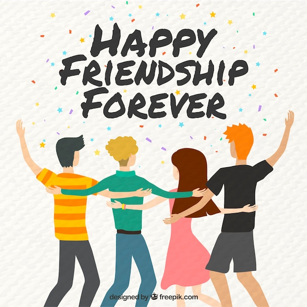 Free Vector fun background of friends and confetti