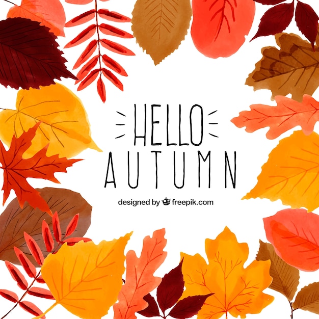 Fun background with hand drawn autumn leaves