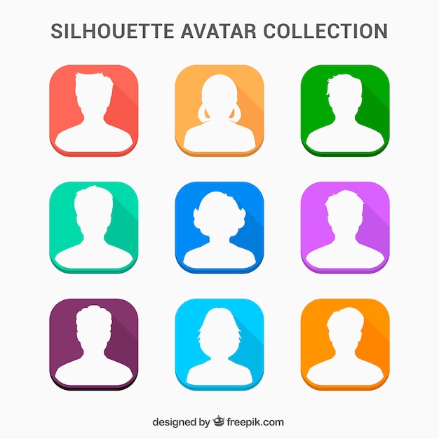 Free vector fun collection of silhouette avatars