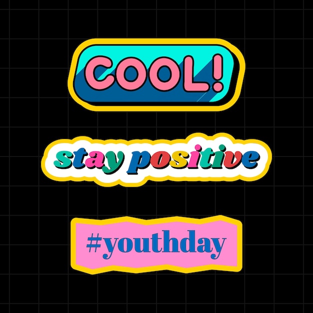 Free Vector fun and colorful word stickers set vect