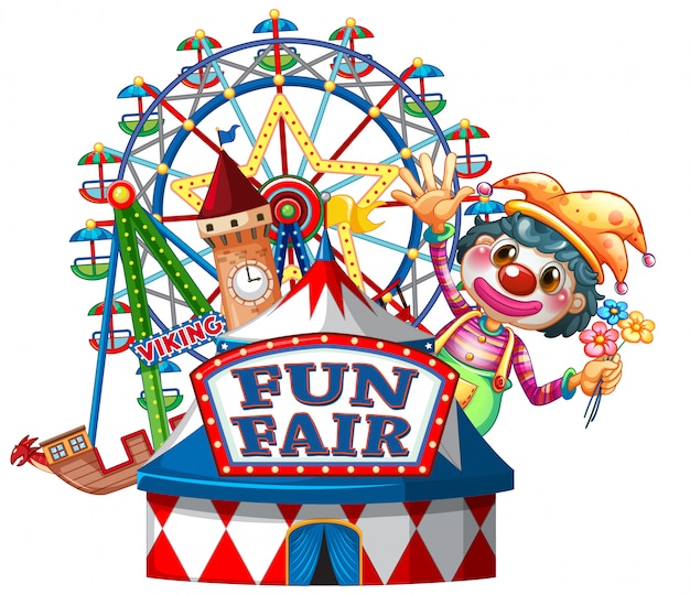 Fun fair sign template with happy clown