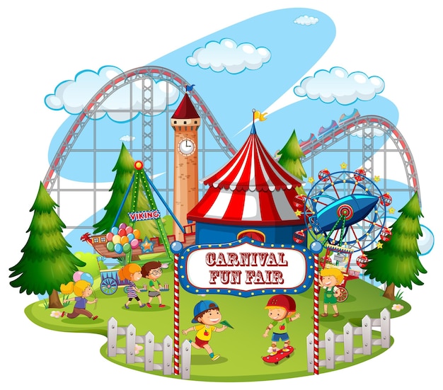 Free Vector fun fair theme park on isolated background