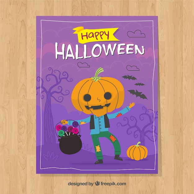 Fun halloween card with pumpkin