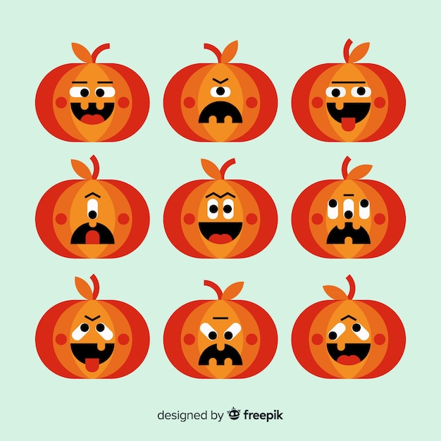 Fun halloween pumpkin collection with flat design