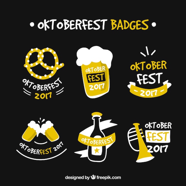 Free Vector fun hand drawn oktoberfest badges