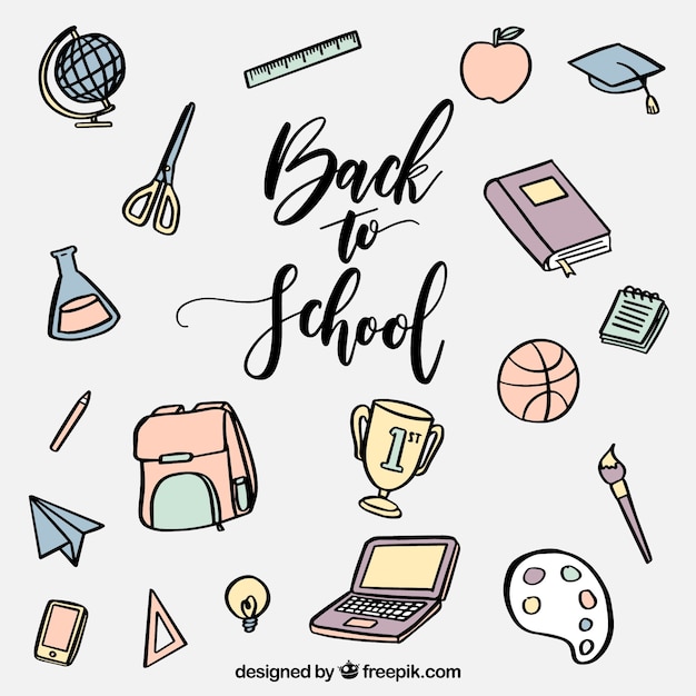 Fun and hand drawn school materials