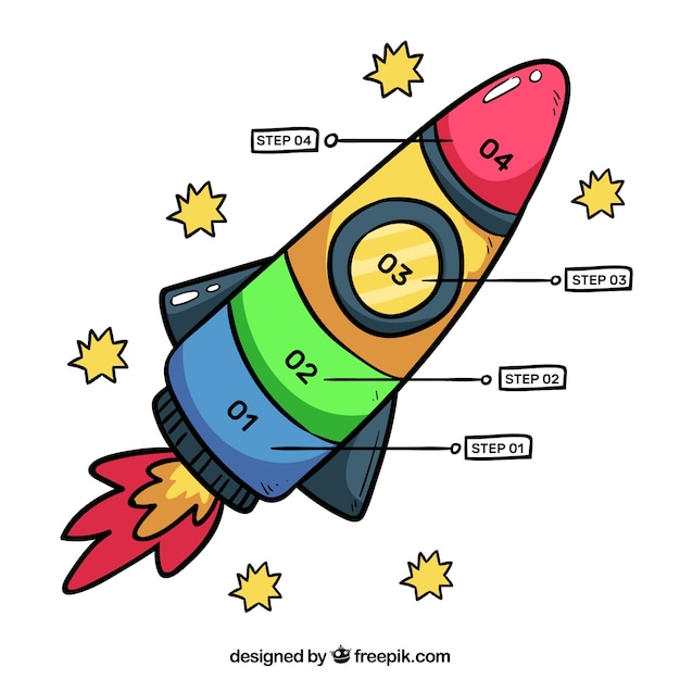 Free vector fun infographic template with rocket