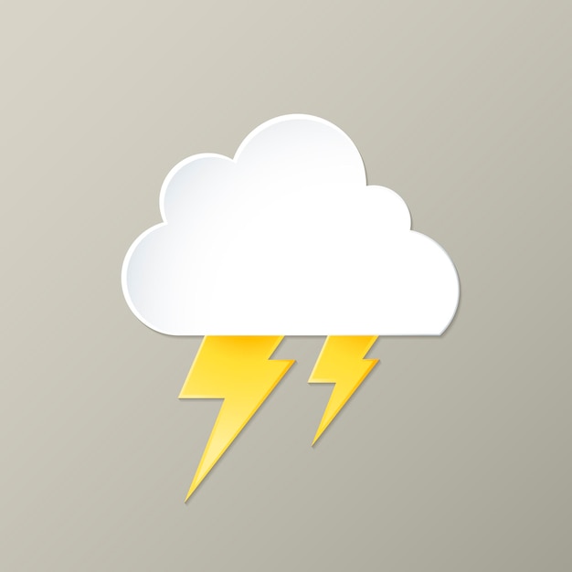 Free Vector fun lightning element, cute weather clipart vector on grey background