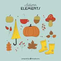 Free vector fun pack of hand drawn autumnal elements