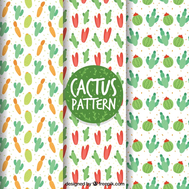 Free Vector fun pack of hand drawn cactus pattern