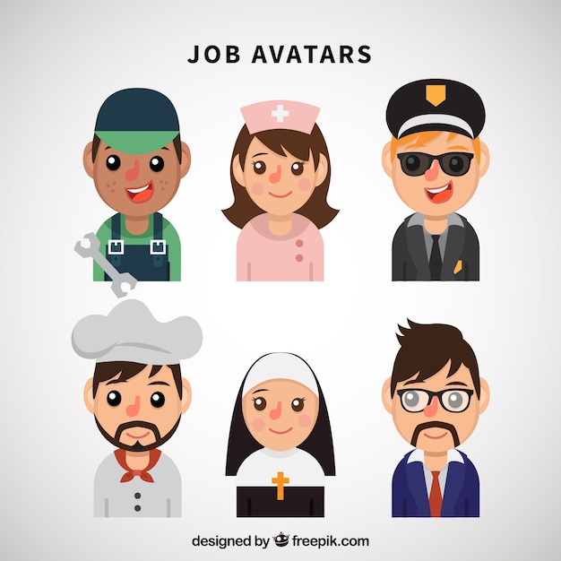 Free Vector fun pack of job avatars