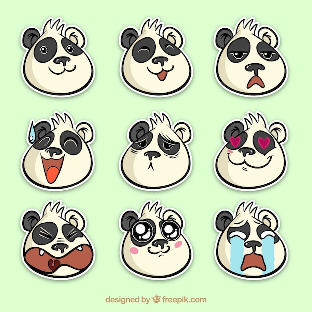 Free vector fun pack of panda stickers