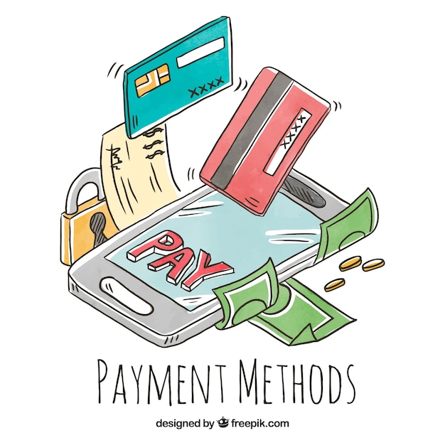 Fun paymnet methods with hand drawn style