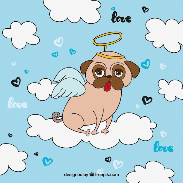 Fun pug with angel costume