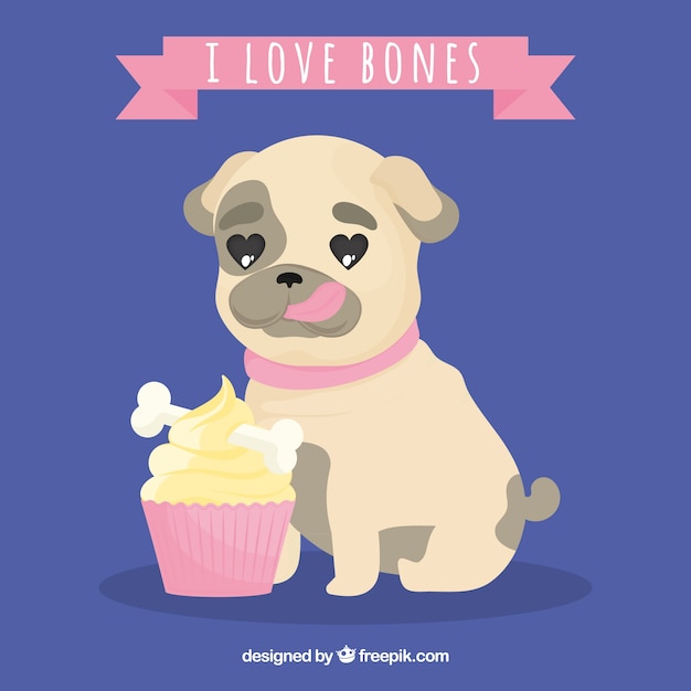 Free vector fun pug with lovely style