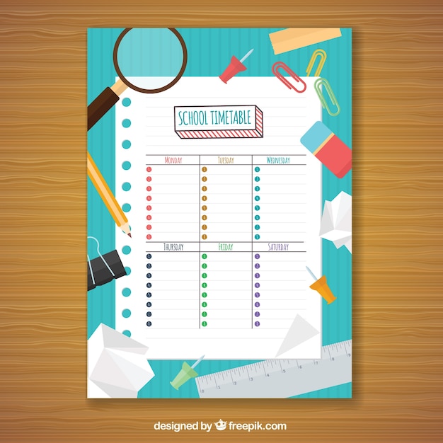 Free Vector fun school elements and weekly planner