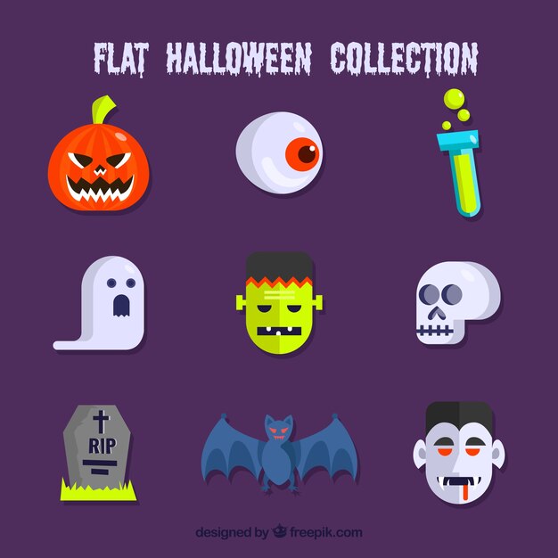 Fun set of colorful halloween elements