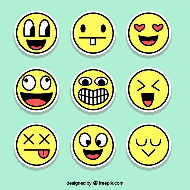 Fun set of emoticons stickers