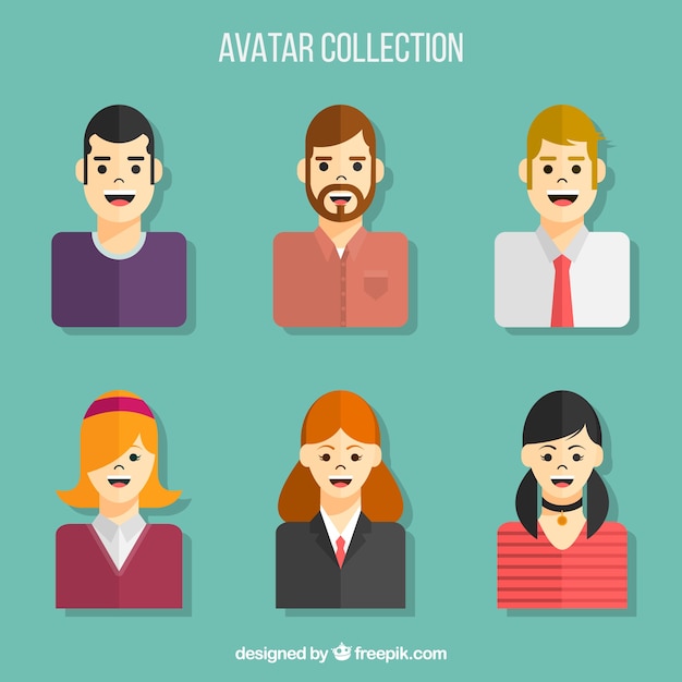 Free Vector fun set of male and female avatars