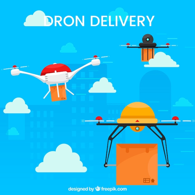 Free Vector fun variety of delivery drones