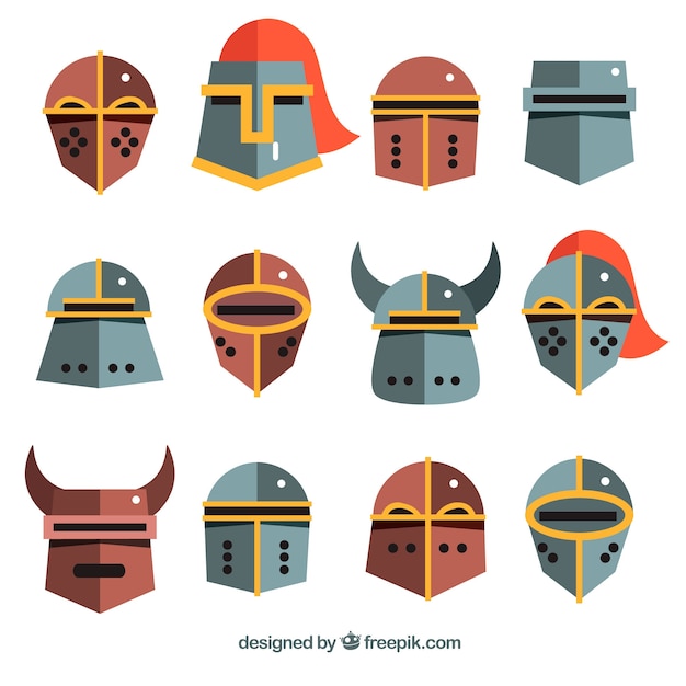 Fun variety of flat kinght helmets