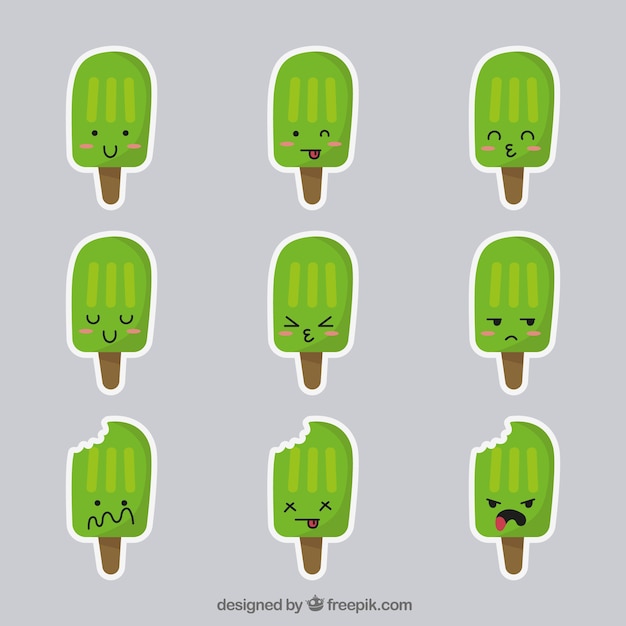 Free Vector fun variety of ice cream stickers